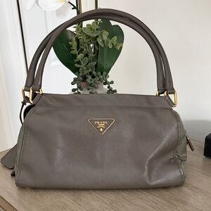 Prada Grey Leather Satchel